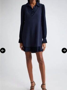 NWT cinq a sept Navy Layered V-Neck Mini Dress